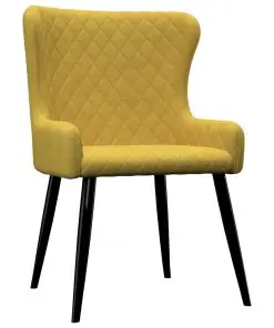vidaXL Dining Chairs 2 pcs Yellow Velvet