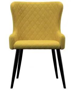 vidaXL Dining Chairs 2 pcs Yellow Velvet