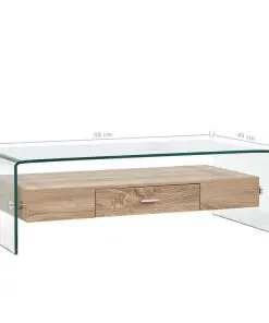 vidaXL Coffee Table Clear 98x45x31 cm Tempered Glass