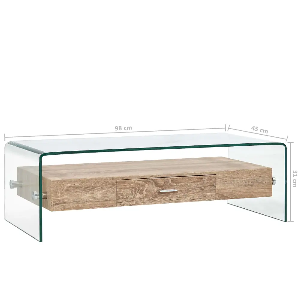 vidaXL Coffee Table Clear 98x45x31 cm Tempered Glass
