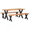 vidaXL 3 Piece Dining Set Solid Oak Wood Natural vidaXL 3 Piece Dining Set Solid Oak Wood Natural