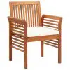 vidaXL Garden Dining Chair with Cushion Solid Acacia Wood
