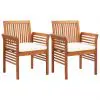 vidaXL Garden Dining Chairs with Cushions 2 pcs Solid Acacia Wood