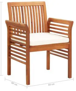 vidaXL Garden Dining Chairs with Cushions 3 pcs Solid Acacia Wood
