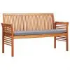 vidaXL 3-Seater Garden Bench with Cushion 150 cm Solid Acacia Wood