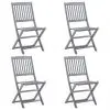 vidaXL Folding Outdoor Chairs 4 pcs Solid Acacia Wood