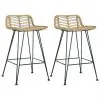 vidaXL Bar Chairs 2 pcs Natural Rattan vidaXL Bar Chairs 2 pcs Natural Rattan