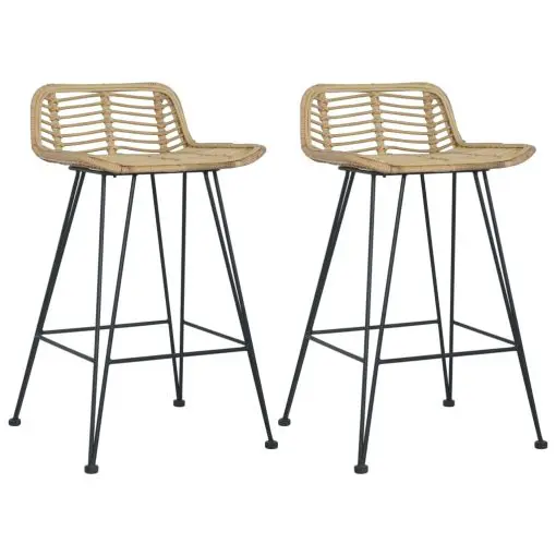 vidaXL Bar Chairs 2 pcs Natural Rattan