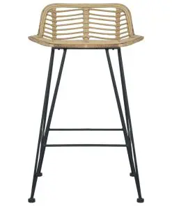 vidaXL Bar Chairs 2 pcs Natural Rattan