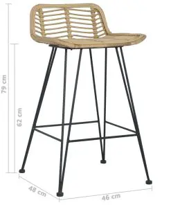 vidaXL Bar Chairs 2 pcs Natural Rattan