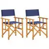 vidaXL Director’s Chairs 2 pcs Solid Acacia Wood Blue
