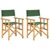 vidaXL Director’s Chairs 2 pcs Solid Acacia Wood Green