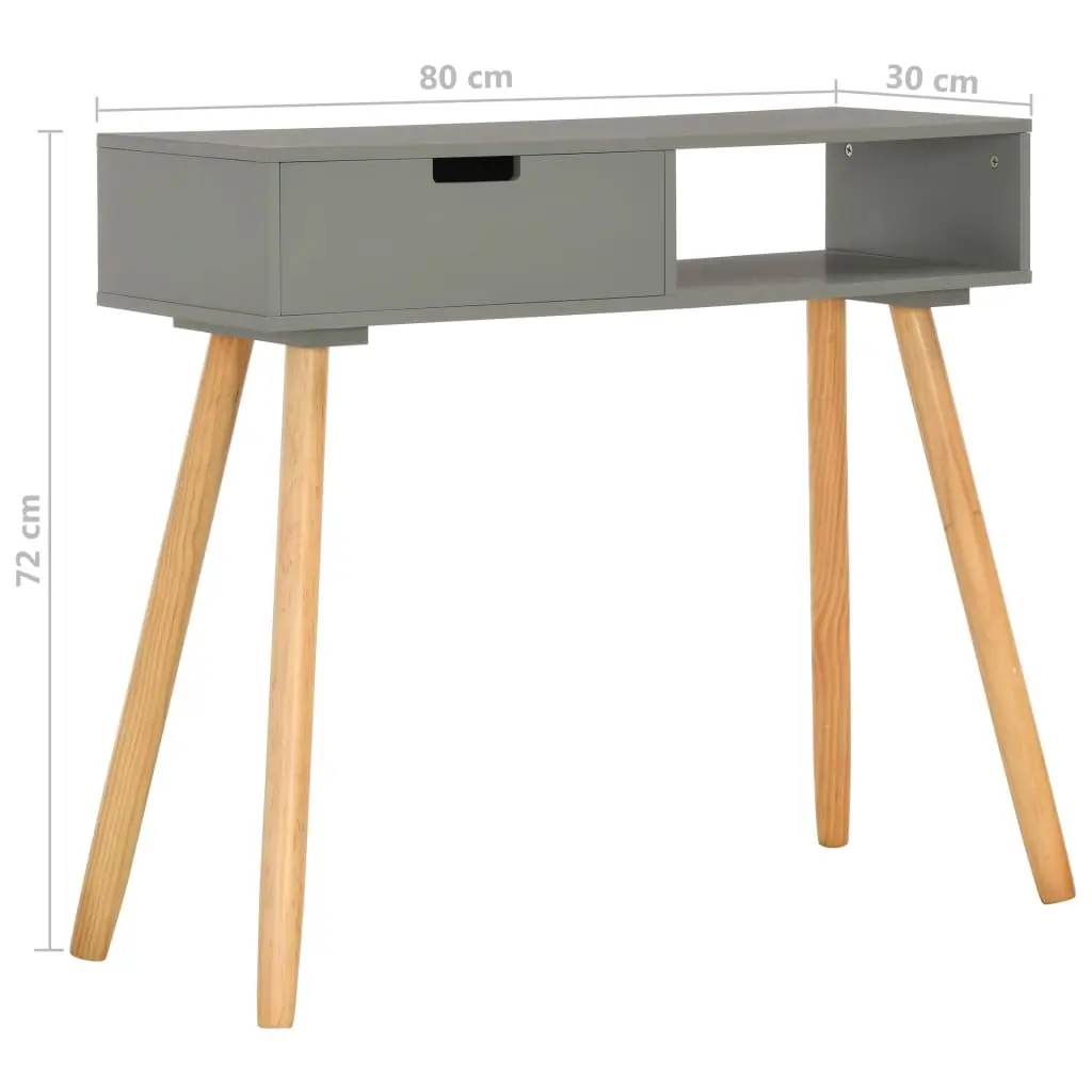 vidaXL Console Table Grey 80x30x72 cm Solid Pinewood