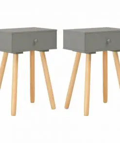 vidaXL Bedside Tables 2 pcs Grey Solid Pinewood