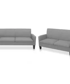 vidaXL 2 Piece Sofa Set Fabric Light Grey
