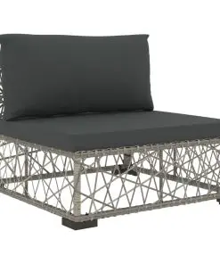vidaXL 6 Piece Garden Lounge Set with Cushions Poly Rattan Grey