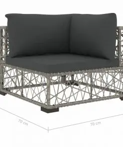 vidaXL 6 Piece Garden Lounge Set with Cushions Poly Rattan Grey