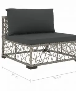 vidaXL 6 Piece Garden Lounge Set with Cushions Poly Rattan Grey