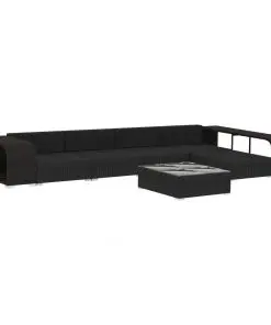 vidaXL 8 Piece Garden Lounge Set with Cushions Poly Rattan Black