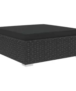 vidaXL 8 Piece Garden Lounge Set with Cushions Poly Rattan Black