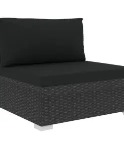 vidaXL 8 Piece Garden Lounge Set with Cushions Poly Rattan Black