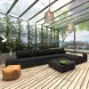 vidaXL 8 Piece Garden Lounge Set with Cushions Poly Rattan Black