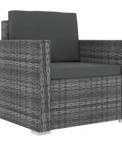 vidaXL 8 Piece Garden Lounge Set with Cushions Poly Rattan Grey