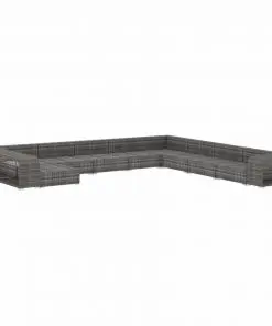 vidaXL 11 Piece Garden Lounge Set with Cushions Poly Rattan Grey