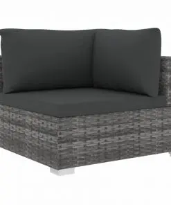 vidaXL 11 Piece Garden Lounge Set with Cushions Poly Rattan Grey