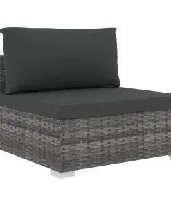 vidaXL 11 Piece Garden Lounge Set with Cushions Poly Rattan Grey