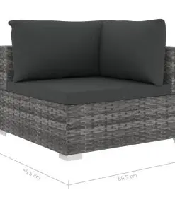 vidaXL 11 Piece Garden Lounge Set with Cushions Poly Rattan Grey