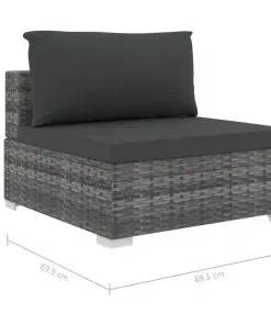 vidaXL 11 Piece Garden Lounge Set with Cushions Poly Rattan Grey