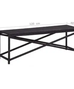 vidaXL Garden Bench 120 cm Poly Rattan Black