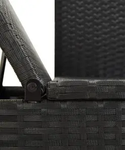 vidaXL Sun Bed with Cushions Poly Rattan Black