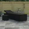 vidaXL Sun Lounger with Cushion and Tea Table Poly Rattan Black