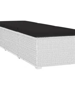 vidaXL Sun Lounger with Cushion and Tea Table Poly Rattan White