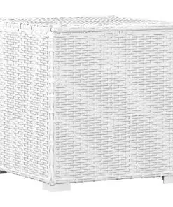 vidaXL Sun Lounger with Cushion and Tea Table Poly Rattan White