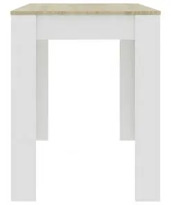 vidaXL Dining Table White and Sonoma Oak 120x60x76 cm Chipboard