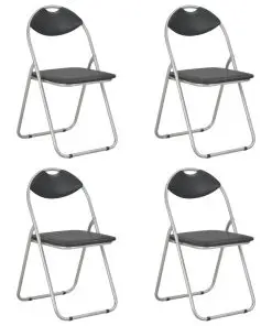 vidaXL Folding Dining Chairs 4 pcs Black Faux Leather