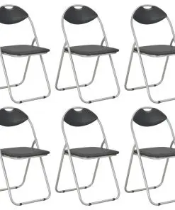 vidaXL Folding Dining Chairs 6 pcs Black Faux Leather