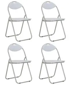 vidaXL Folding Dining Chairs 4 pcs White Faux Leather