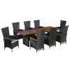 vidaXL 9 Piece Outdoor Dining Set with Cushions Poly Rattan Black vidaXL 9 Piece Outdoor Dining Set with Cushions Poly Rattan Black
