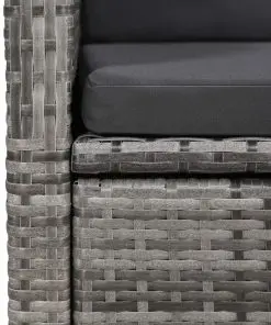 vidaXL 9 Piece Outdoor Dining Set with Cushions Poly Rattan Grey