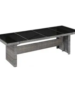 vidaXL 9 Piece Outdoor Dining Set with Cushions Poly Rattan Grey