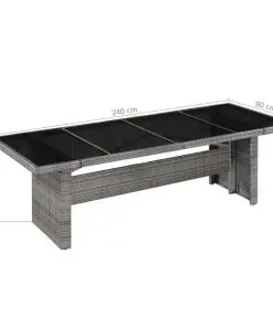 vidaXL 9 Piece Outdoor Dining Set with Cushions Poly Rattan Grey