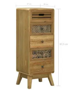 vidaXL Sideboard with 5 Drawers Brown 37x30x97.5 cm Wood