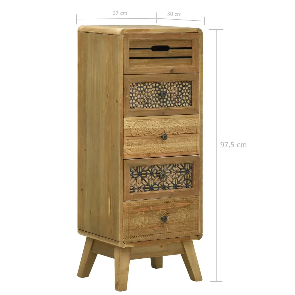 vidaXL Sideboard with 5 Drawers Brown 37x30x97.5 cm Wood