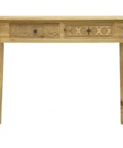 vidaXL Console Table with 2 Drawers Carving Brown 96x40x78 cm Wood