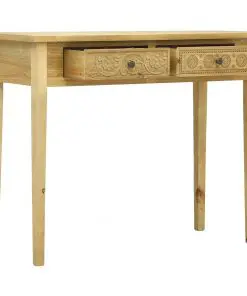 vidaXL Console Table with 2 Drawers Carving Brown 96x40x78 cm Wood