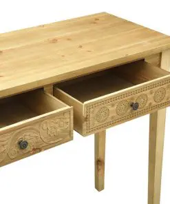 vidaXL Console Table with 2 Drawers Carving Brown 96x40x78 cm Wood